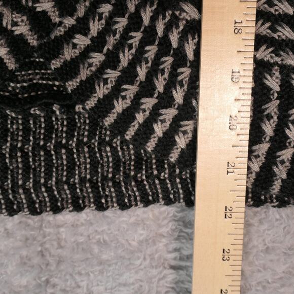 Tribal Cardigan Sweater Womens Medium Black Gray Chunky Knit Boho Wool Blend - Picture 8 of 12